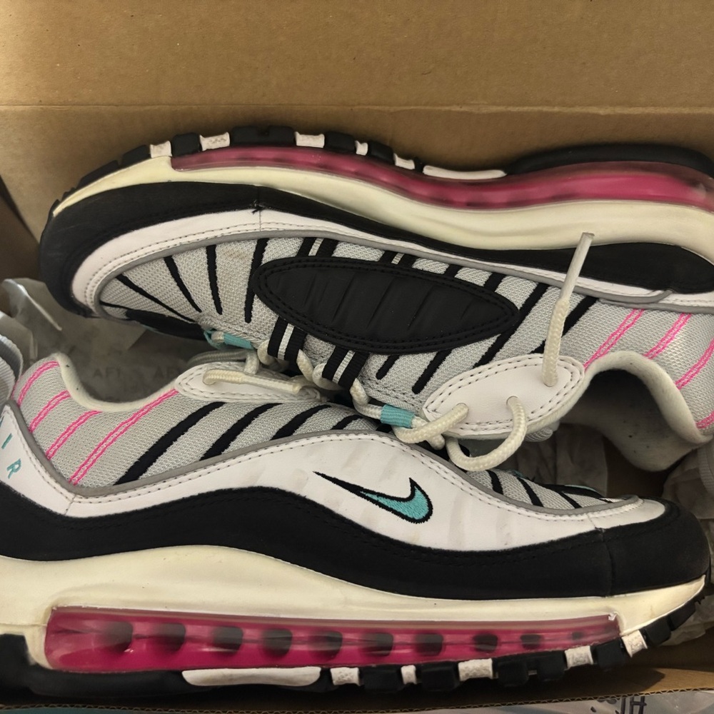 Nike Women's Air Max 97 White and Pink Sneakers